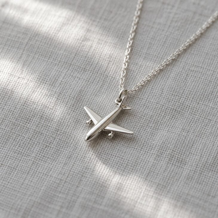 A simple silver airplane pendant works for almost any style.