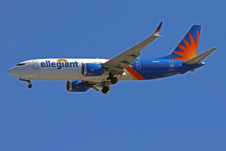 Allegiant Boeing 737 MAX 8-200 N818NV on approach in full livery