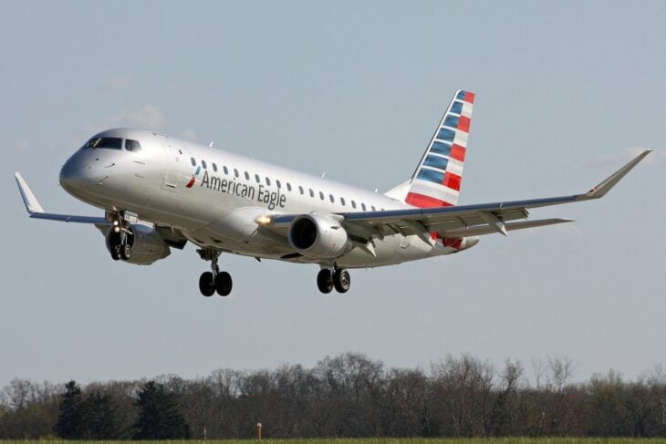 Republic Airways Embraer 175 N418YX in American Eagle colors landing at Cleveland Hopkins