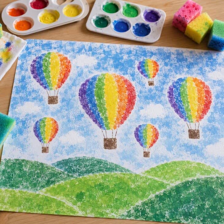 Sponge stamps make the balloon shapes in a single press.
