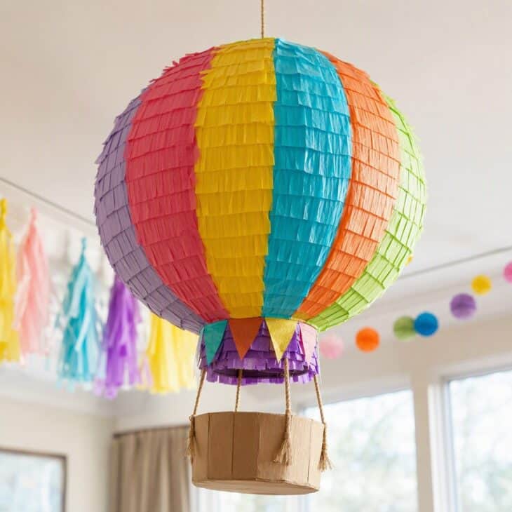 A pinata balloon doubles as the party game and the decor.