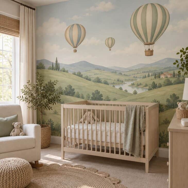 A mural turns one wall into a scene.