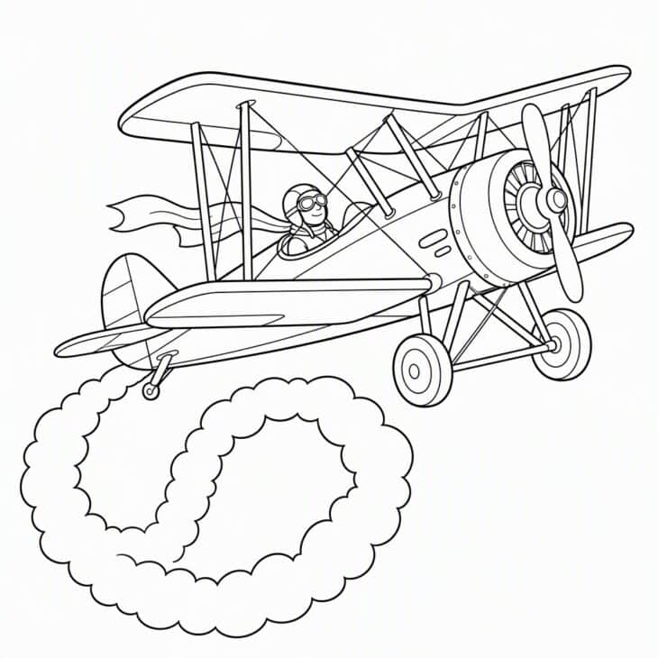 Two wings, bracing wires and a streaming scarf fill the page.