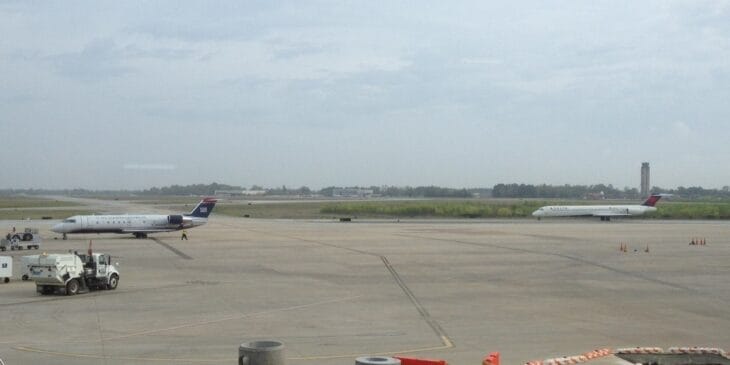 Aircraft parked on the apron at Charleston International Airport