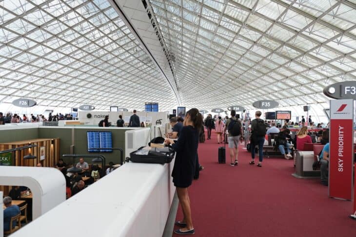 Passengers and gate seating in Terminal 2F at Paris Charles de Gaulle Airport
