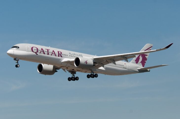 Qatar Airways Airbus A350-900 A7-ALA landing at Frankfurt