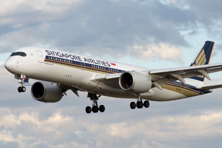 Singapore Airlines Airbus A350-900 9V-SMK on final approach with gear down