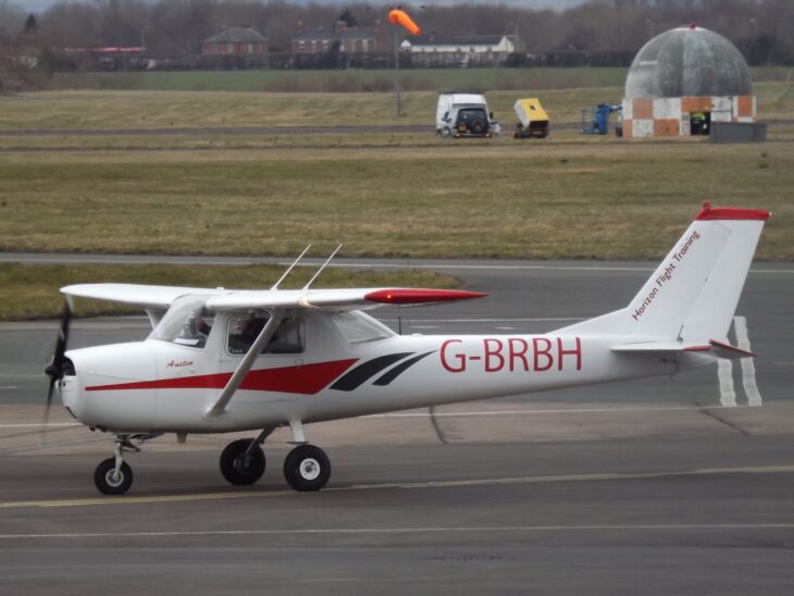 Cessna 150 G-BRBH parked on the apron