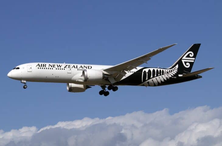 Air New Zealand Boeing 787-9 ZK-NZK on approach over clouds