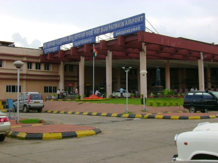 Entrance of the terminal building at Biju Patnaik Airport in Bhubaneswar