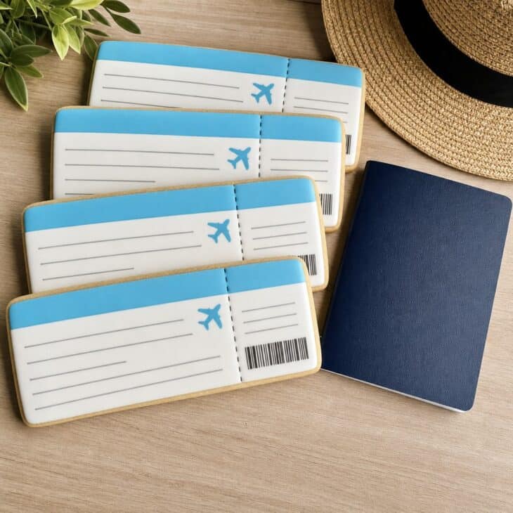 A rectangle with a stripe and a tear-off line reads as a boarding pass.