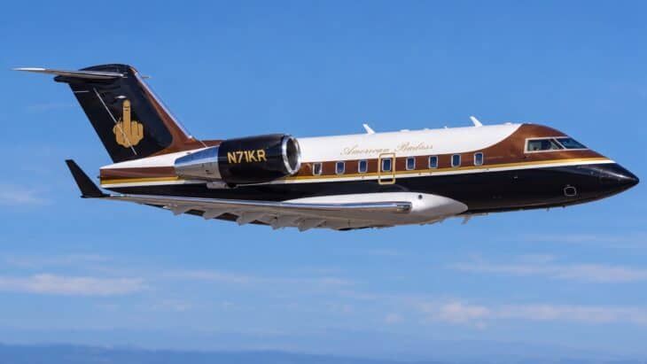 bombardier challenger 601 with registration N71KR of Kid Rock in flight