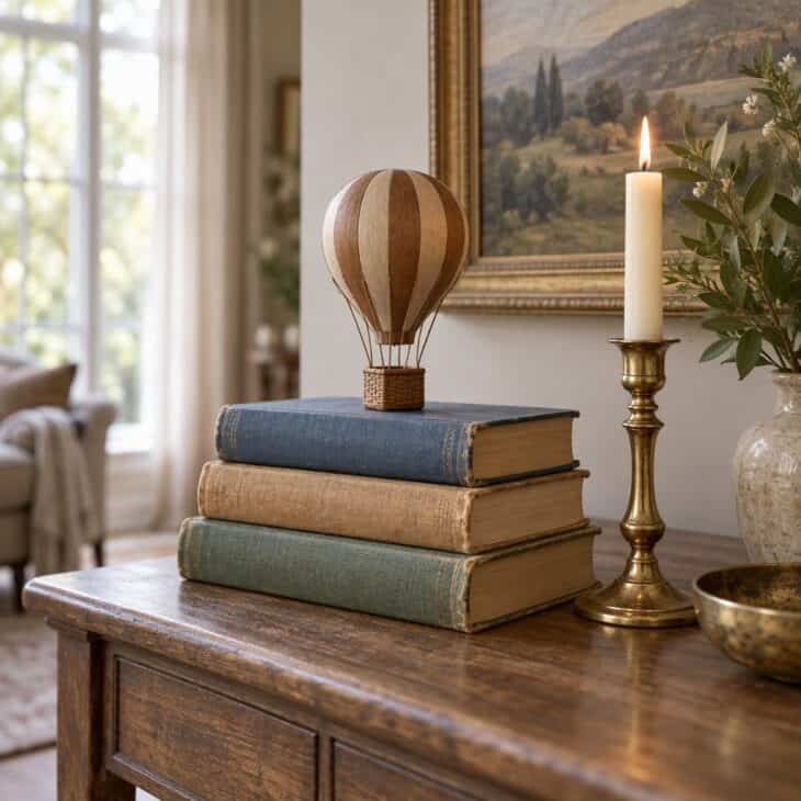 Books give the balloon a stage and a story.
