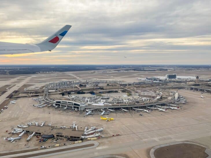 Aerial view of Terminal E at Dallas Fort Worth International Airport
