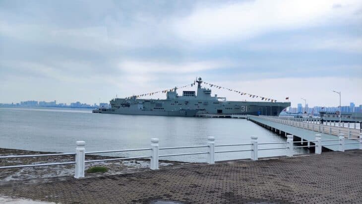 Type 075 amphibious assault ship Hainan (LHD-31) pierside