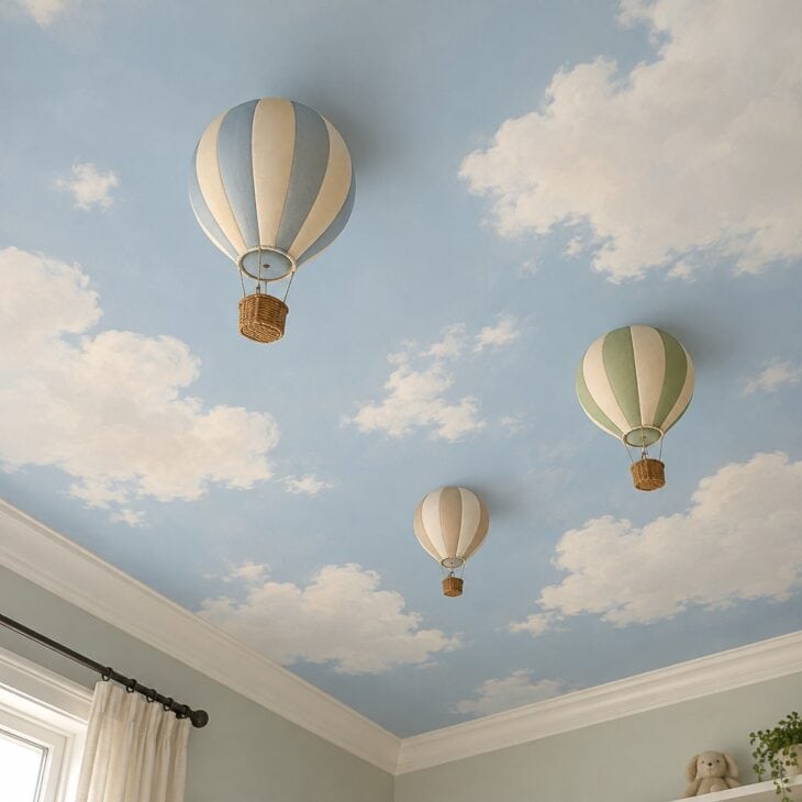 The ceiling is the most-looked-at surface in a newborn's room.