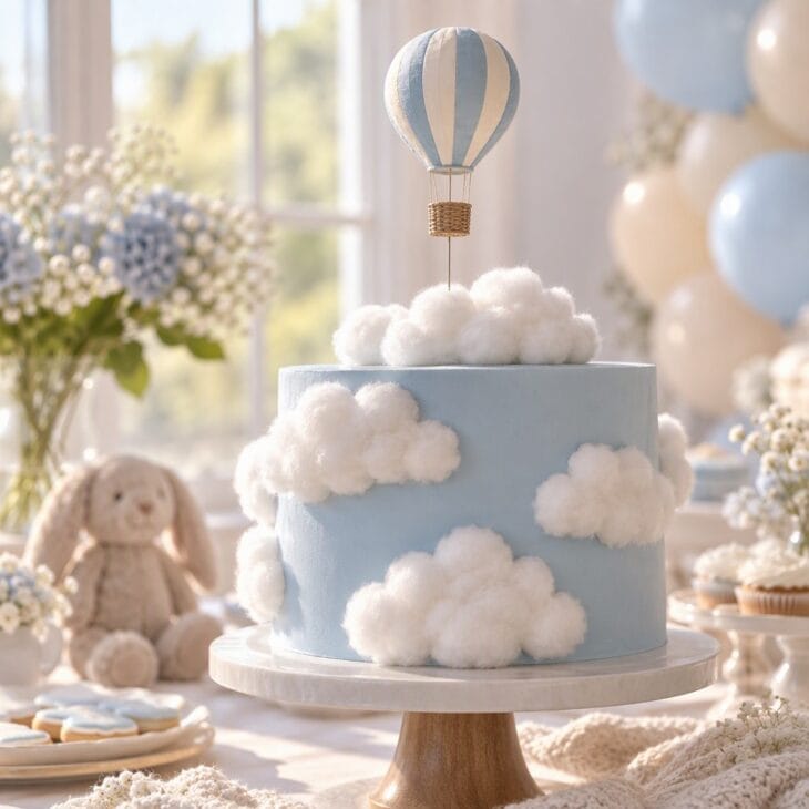 Cotton clouds put the balloon in a sky of its own.
