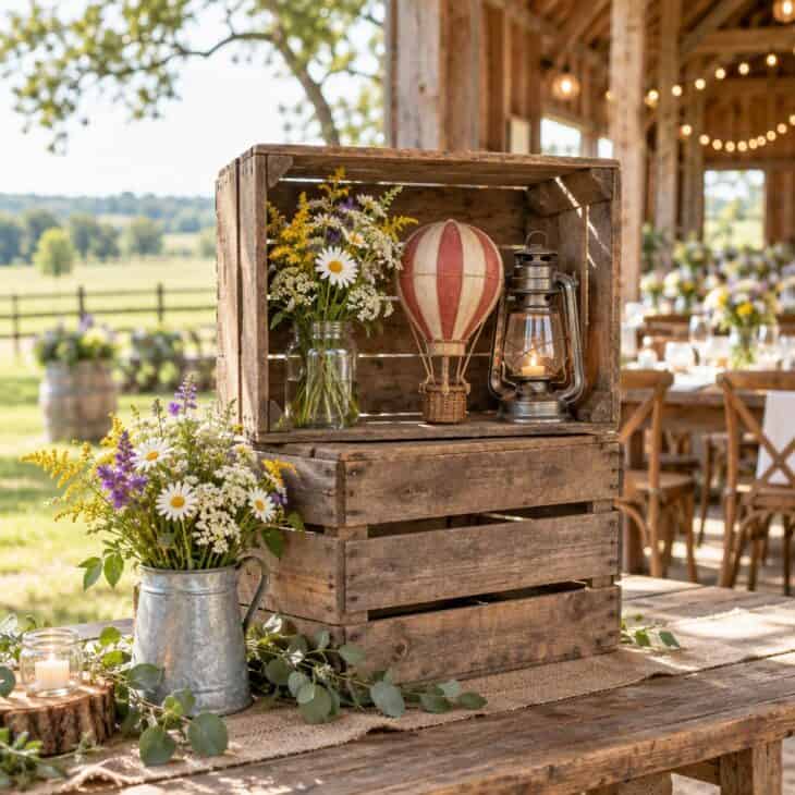 Crates give a low table a second level.