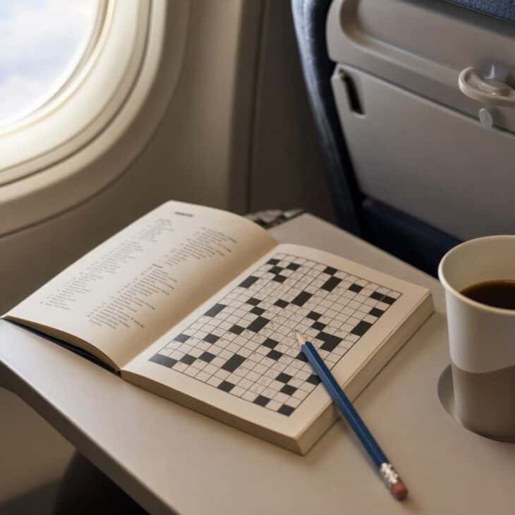 Puzzle books start and stop when the seatbelt sign does.