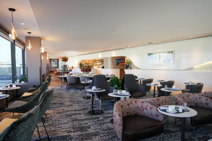 Seating area of the Delta One Lounge at Los Angeles International Airport