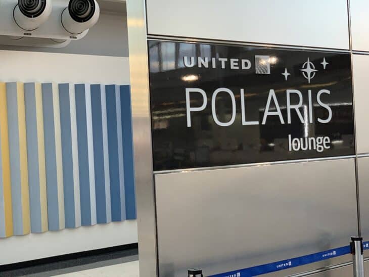 Entrance sign reading United Polaris lounge at Chicago O'Hare