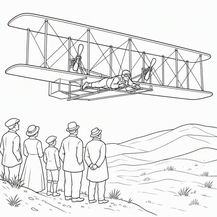 An early pusher biplane on a sandy field, with the pilot lying flat.