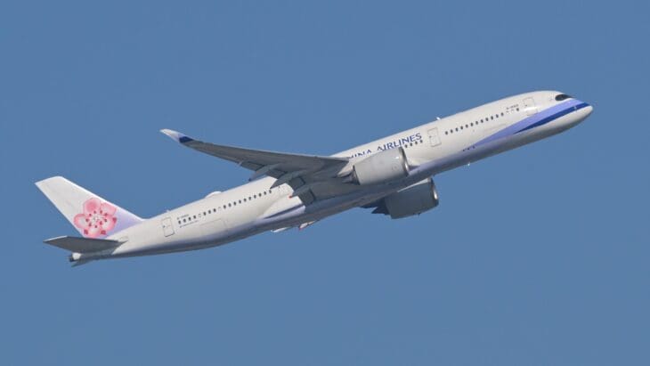 China Airlines Airbus A350-900 B-18901 climbing out of Taoyuan