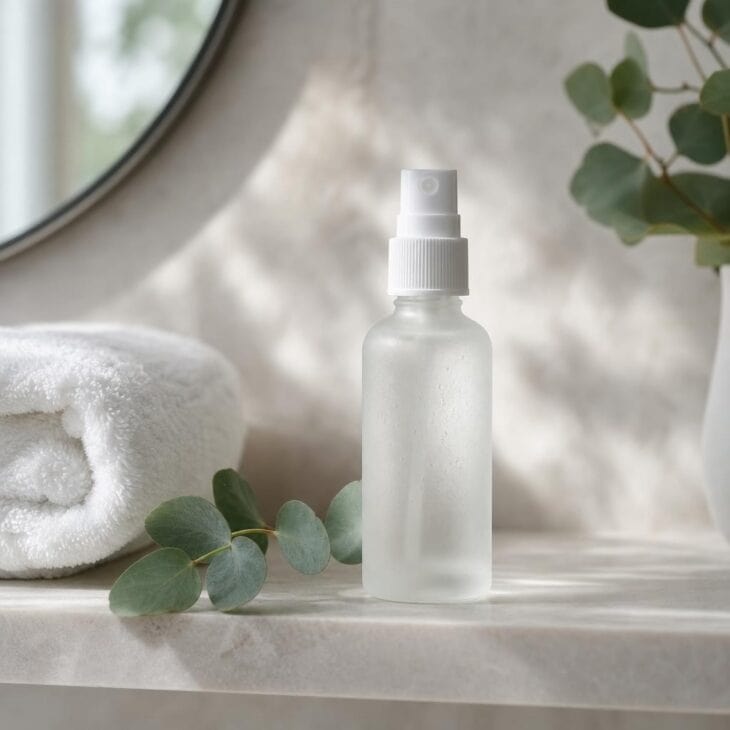 A facial mist refreshes skin between long flights.