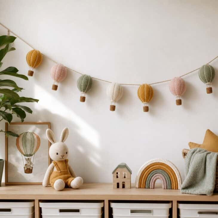 A felt garland adds color without taking any floor space.