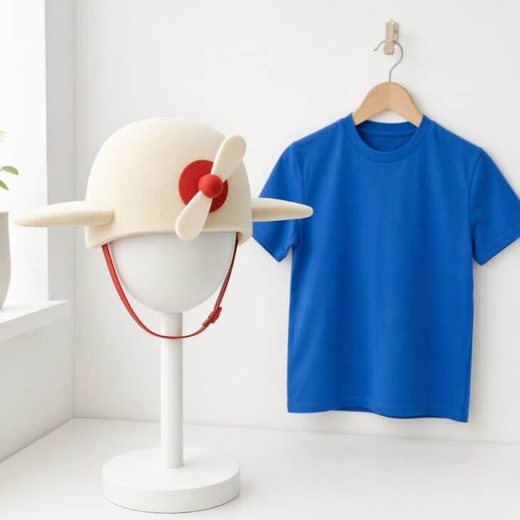 A foam wing headpiece and a plain tee is the lowest-effort plane there is.