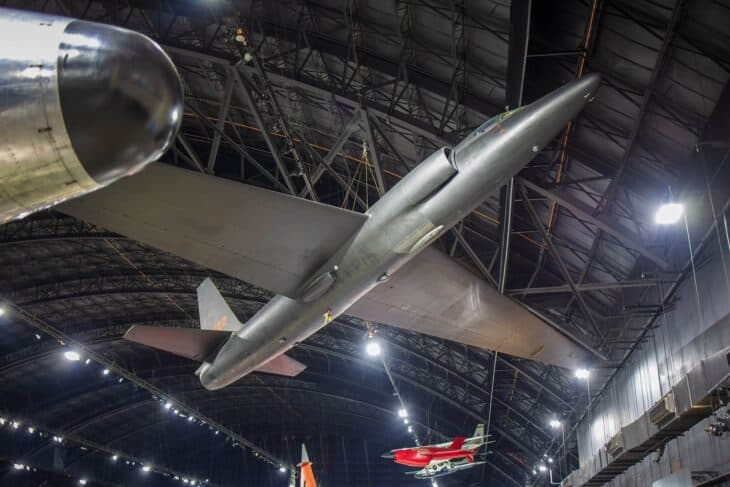 Lockheed U-2A displayed in a museum hangar