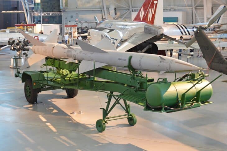 Soviet S-75 Dvina (SA-2 Guideline) missile on its transport trailer