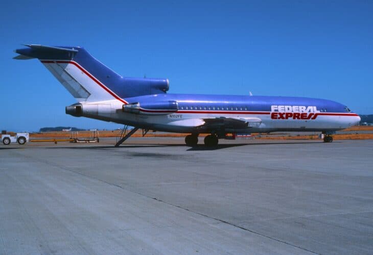 Federal Express Boeing 727-22F N102FE in the original purple and orange livery