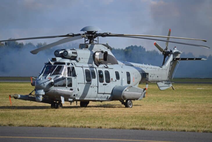 French Air Force Eurocopter EC725 Caracal helicopter on the ground at an air show