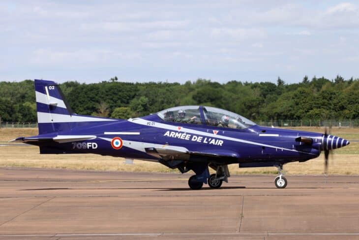 French Air Force Pilatus PC-21 709-FD in blue Armée de l'air colours taxiing