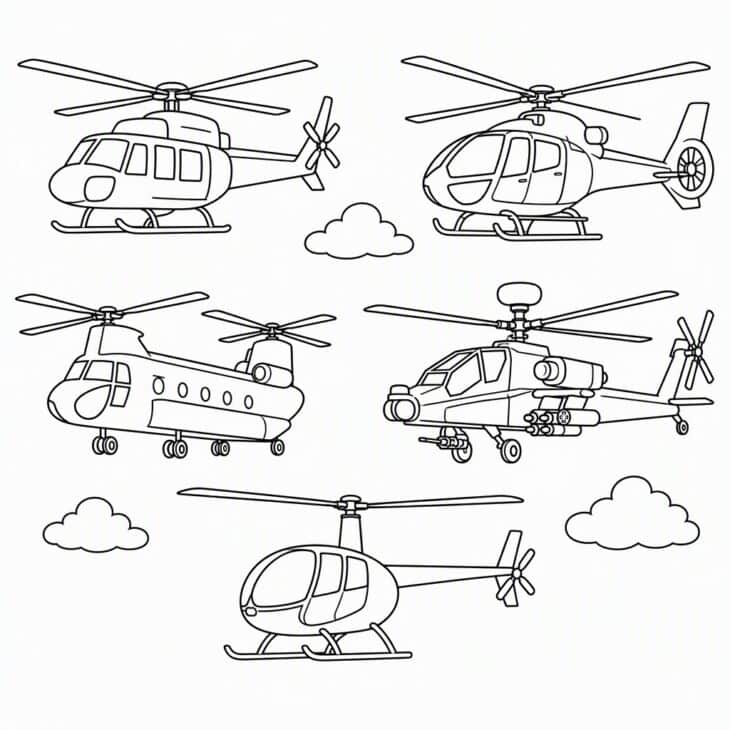 Five helicopters means five colors to choose.