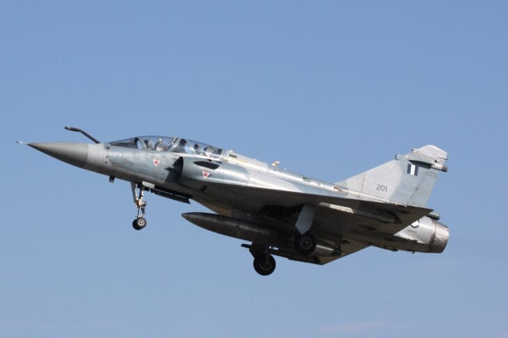 Hellenic Air Force Mirage 2000-5 on approach with gear down