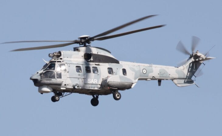 Hellenic Air Force AS332 Super Puma in grey SAR livery in flight