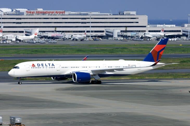 Delta Air Lines Airbus A350-900 taxiing at Tokyo Haneda