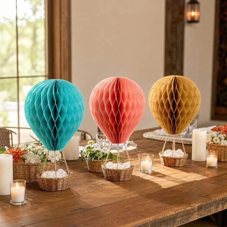 A little balloon on each table repeats the theme.