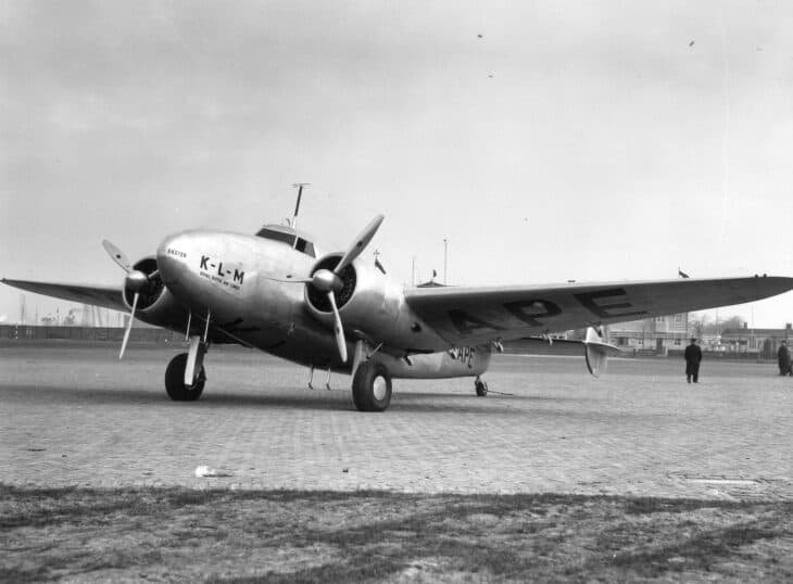 KLM Lockheed 14 Super Electra parked on an airfield