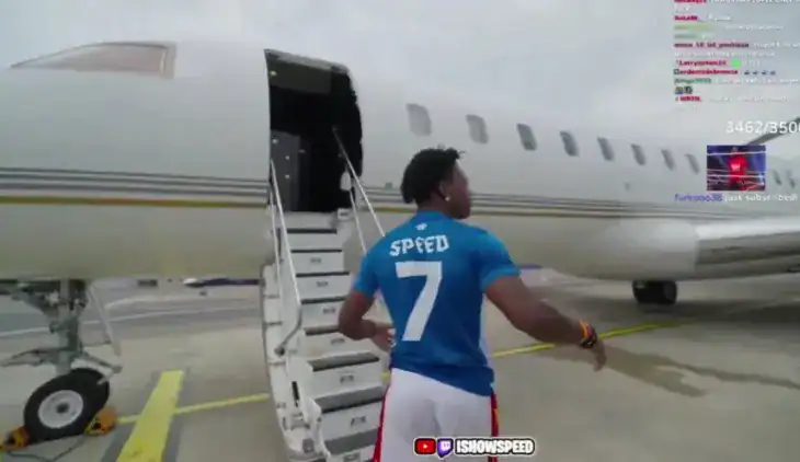 iShowSpeed boarding Baltic Tour Jet