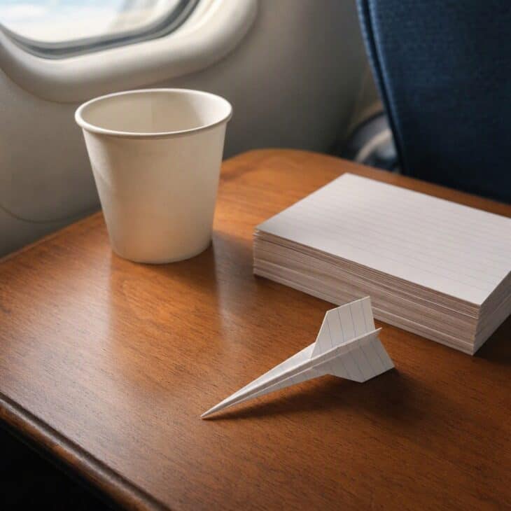 A stiff index card makes a small plane that stays rigid.