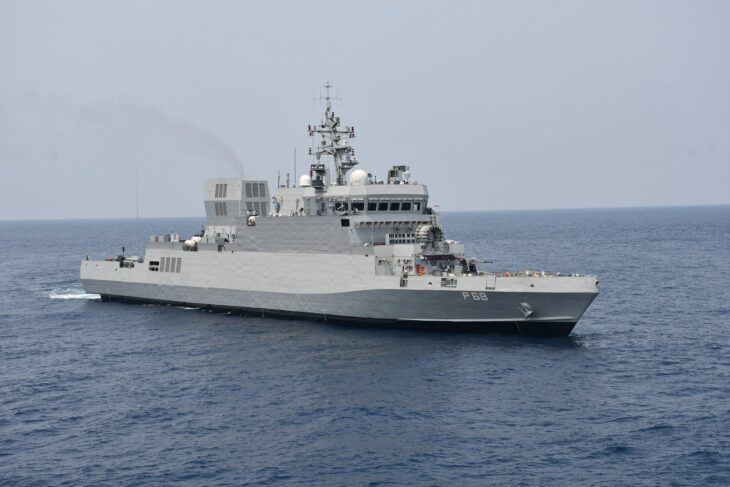 INS Arnala (P68) shallow-water craft at sea