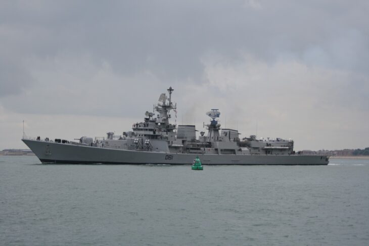 INS Delhi destroyer at anchor