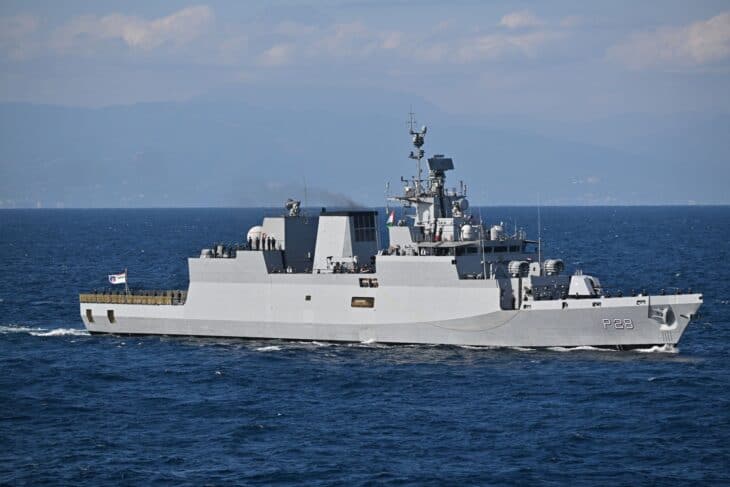 INS Kamorta (P28) corvette at sea
