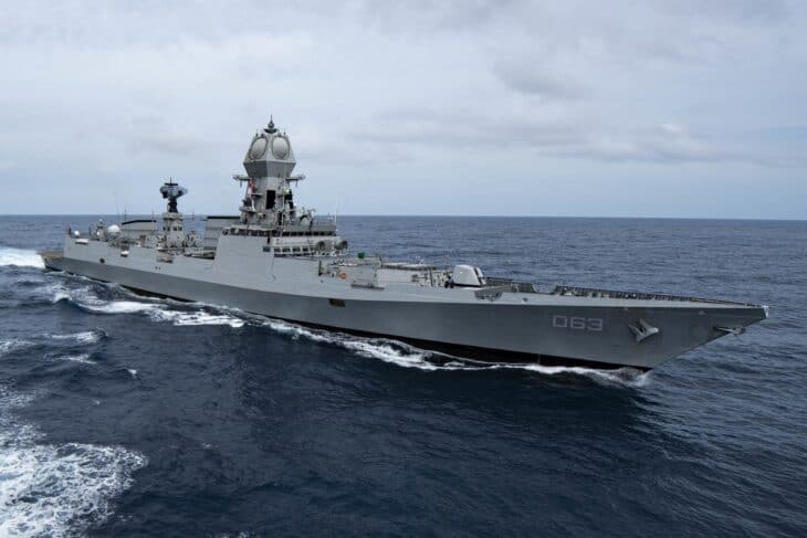 INS Kolkata (D63) destroyer steaming at sea