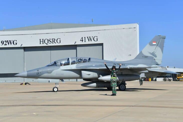 Indonesian Air Force T-50i Golden Eagle on the ramp during an exercise