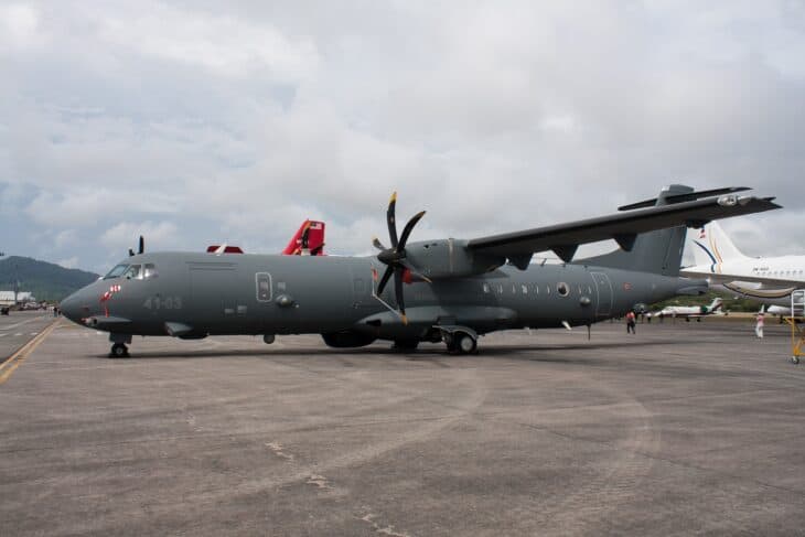 Italian Air Force P-72A maritime patrol aircraft parked at an airshow
