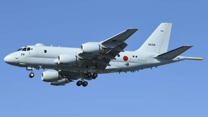 Kawasaki P-1 maritime patrol aircraft 5538 on approach